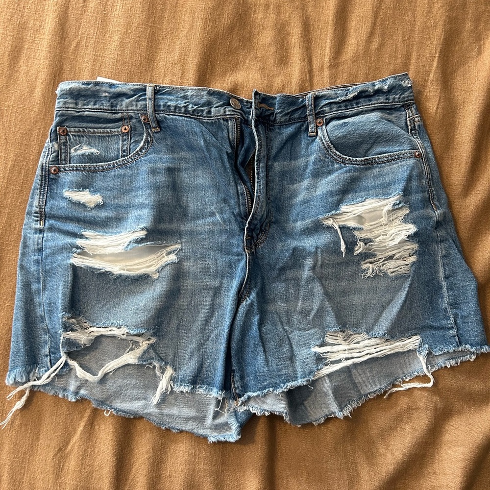 American Eagle Outfitters Blue Distressed Jean Shorts
